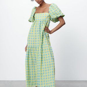 NWT Zara Plaid Midi Dress